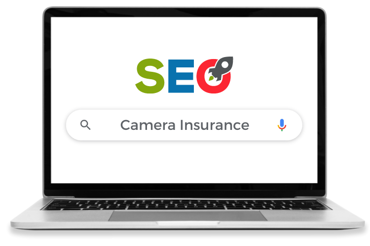 Laptop Showing a National SEO Search for Camera Insurance